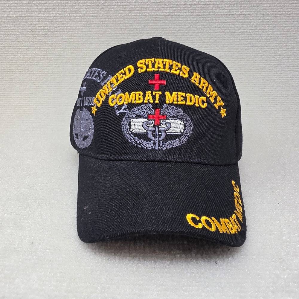 U.S. Warriors Combat Medic Hat Mens OSFM Black US Army Embroidered Baseball Cap